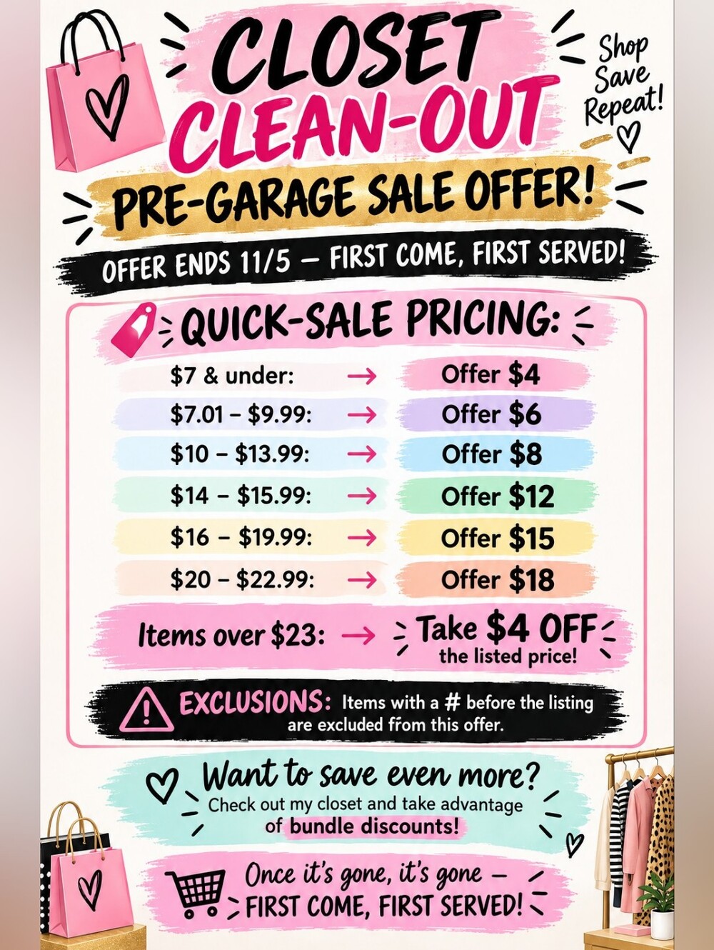 Closet Clean-Out Sale Thru 11/5